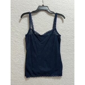 Intimissimi Navy Blue Lace Trim Spaghetti Strap Camisole‎ Tank Top
